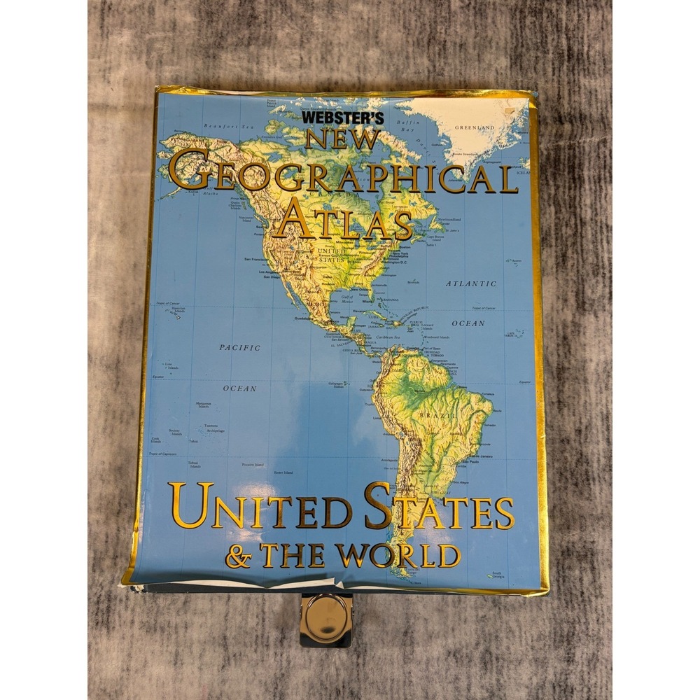 Webster's New Geographical Atlas 1990 Hardcover Gallery Books US World Maps